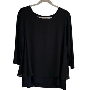 Chico’s Easywear Tiered Layered Tunic Top Sz L Split Back Flowy Soft Minimalist